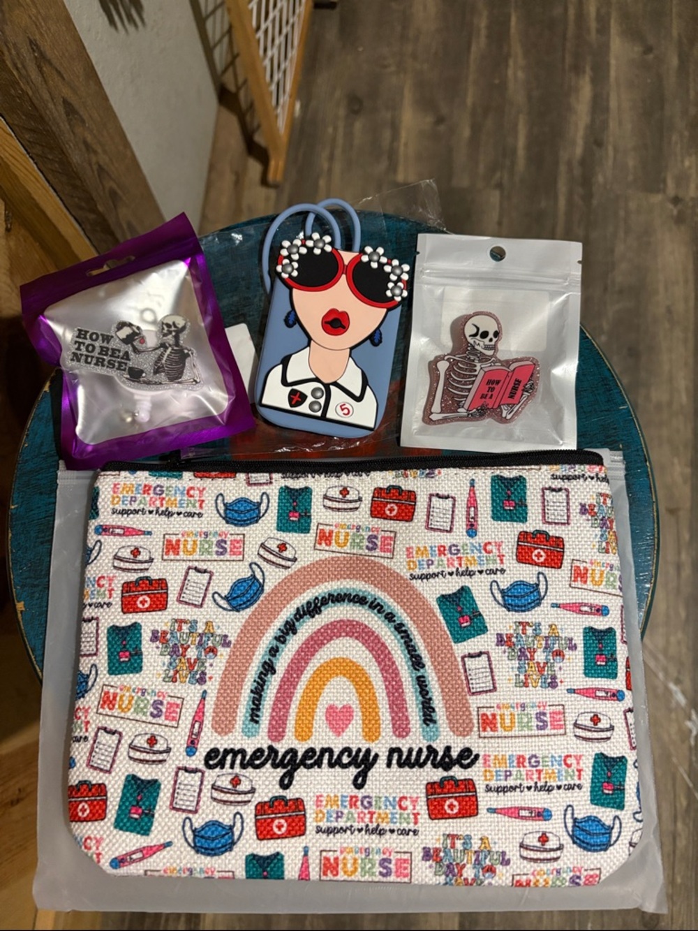Emergency Nurse Rainbow Cosmetic Bag - Pink Multicolor